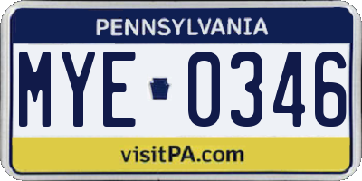 PA license plate MYE0346