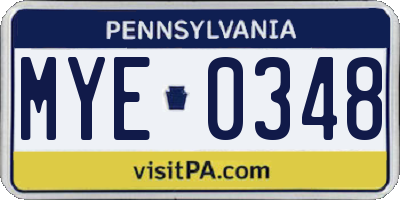 PA license plate MYE0348