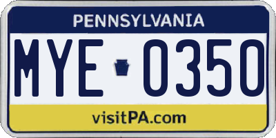 PA license plate MYE0350