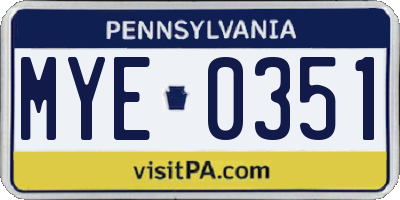 PA license plate MYE0351
