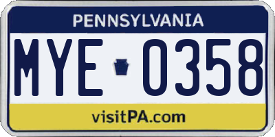 PA license plate MYE0358
