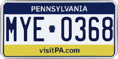 PA license plate MYE0368