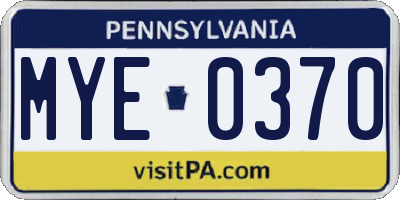 PA license plate MYE0370