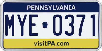 PA license plate MYE0371