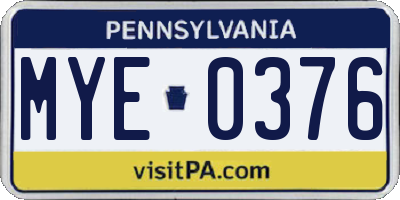 PA license plate MYE0376