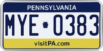 PA license plate MYE0383