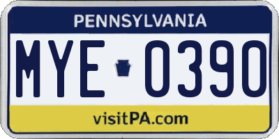 PA license plate MYE0390