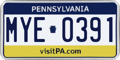 PA license plate MYE0391