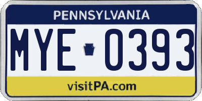 PA license plate MYE0393