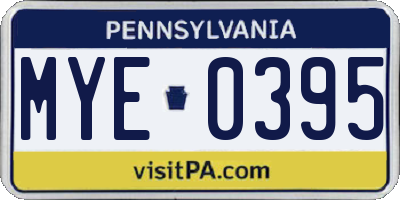 PA license plate MYE0395