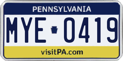 PA license plate MYE0419