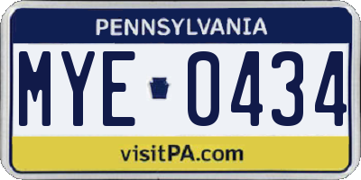 PA license plate MYE0434