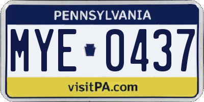 PA license plate MYE0437