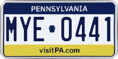 PA license plate MYE0441