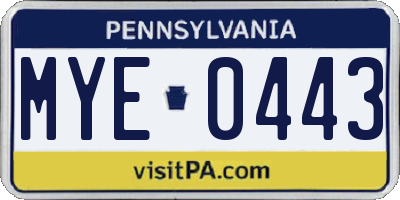 PA license plate MYE0443