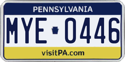 PA license plate MYE0446