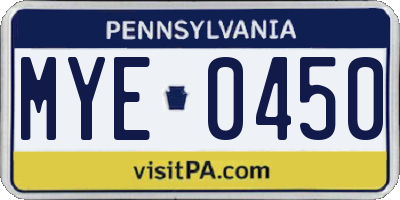 PA license plate MYE0450