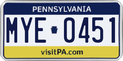 PA license plate MYE0451