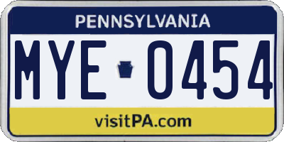PA license plate MYE0454