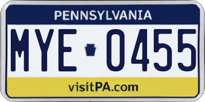 PA license plate MYE0455