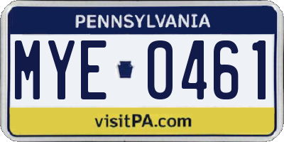 PA license plate MYE0461