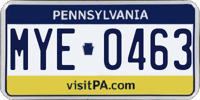 PA license plate MYE0463