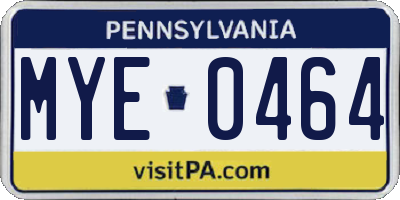 PA license plate MYE0464