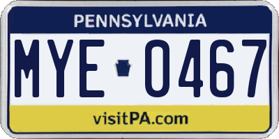 PA license plate MYE0467