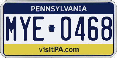 PA license plate MYE0468