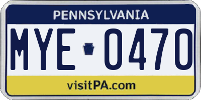 PA license plate MYE0470