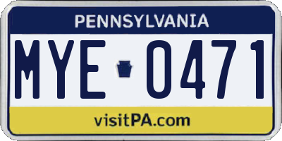 PA license plate MYE0471