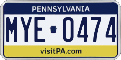 PA license plate MYE0474