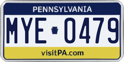 PA license plate MYE0479