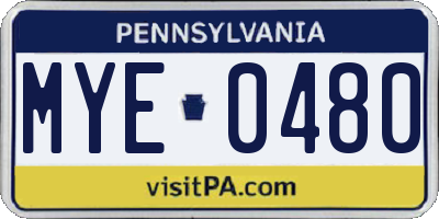PA license plate MYE0480