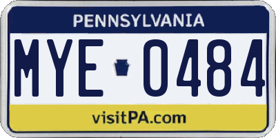 PA license plate MYE0484
