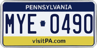 PA license plate MYE0490