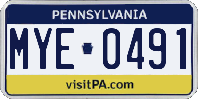 PA license plate MYE0491