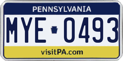 PA license plate MYE0493