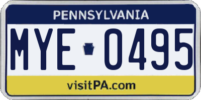 PA license plate MYE0495