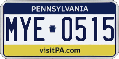 PA license plate MYE0515