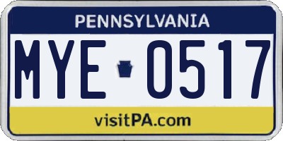 PA license plate MYE0517