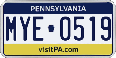 PA license plate MYE0519