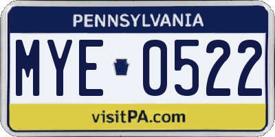 PA license plate MYE0522