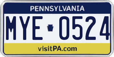 PA license plate MYE0524