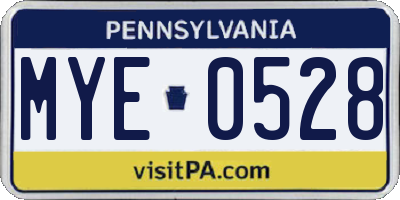 PA license plate MYE0528