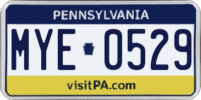 PA license plate MYE0529