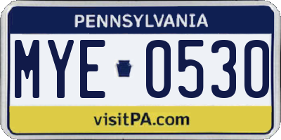 PA license plate MYE0530