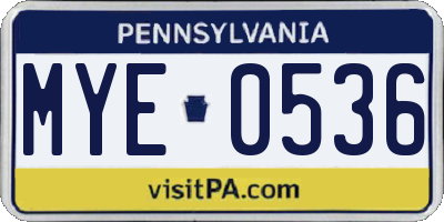 PA license plate MYE0536