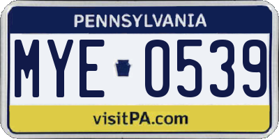 PA license plate MYE0539