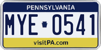 PA license plate MYE0541